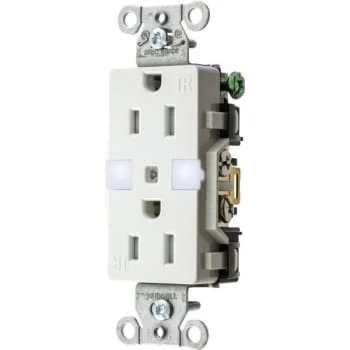 Hubbell® 15 Amp 3-Wire Grounding Straight Blade Duplex Standard Outlet (White) 3 Hubbell® 15 Amp 3-Wire Grounding Straight Blade Duplex Standard Outlet (White)