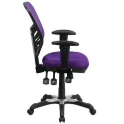 Flash Furniture Mid-Back Purple Mesh Chair With Triple Paddle Control -Household Supplies Store 555309A WebOnly Lg