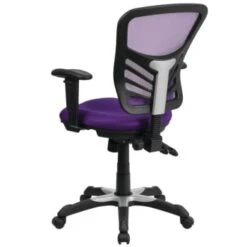 Flash Furniture Mid-Back Purple Mesh Chair With Triple Paddle Control -Household Supplies Store 555309B WebOnly Lg