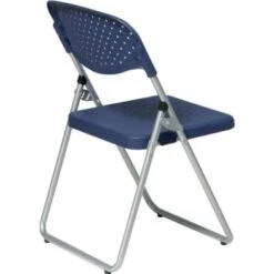 Office Star Products Work Smart Folding Interior Chair (Blue) (4-Pack) -Household Supplies Store 601743 V Back Lg