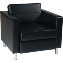 Office Star Products Pacific Arm Chair - Black Vinyl