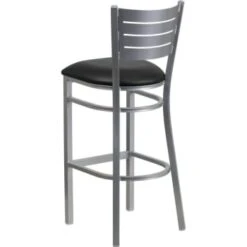 Flash Furniture Hercules Series Silver Slat Back Metal Restaurant Bar Stool Black Vinyl Seat 8 Flash Furniture Hercules Series Silver Slat Back Metal Restaurant Bar Stool Black Vinyl Seat -Household Supplies Store 602114B V Lg