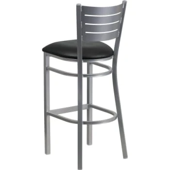 Flash Furniture Hercules Series Silver Slat Back Metal Restaurant Bar Stool Black Vinyl Seat 5 Flash Furniture Hercules Series Silver Slat Back Metal Restaurant Bar Stool Black Vinyl Seat - Image 3
