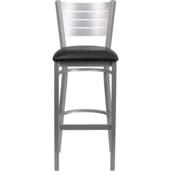 Flash Furniture Hercules Series Silver Slat Back Metal Restaurant Bar Stool Black Vinyl Seat 6 Flash Furniture Hercules Series Silver Slat Back Metal Restaurant Bar Stool Black Vinyl Seat - Image 4