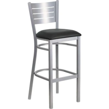 Flash Furniture Hercules Series Silver Slat Back Metal Restaurant Bar Stool Black Vinyl Seat 3 Flash Furniture Hercules Series Silver Slat Back Metal Restaurant Bar Stool Black Vinyl Seat