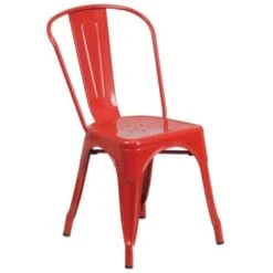 Flash Furniture Indoor/Outdoor Metal Stackable Chair (Red)