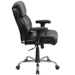 Flash Furniture Big And Tall Black Leather Chair Mid-Back Design 22" Wide Seat -Household Supplies Store 602144A WebOnly Lg