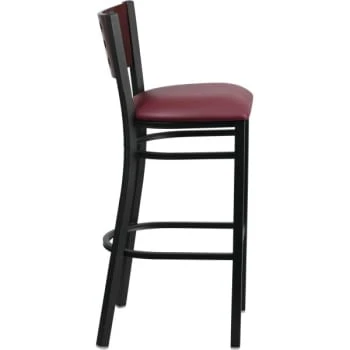 Flash Furniture Hercules Series Black Cutout Mahogany Back Metal Barstool Burgundy Vinyl Seat 4 Flash Furniture Hercules Series Black Cutout Mahogany Back Metal Barstool Burgundy Vinyl Seat - Image 2