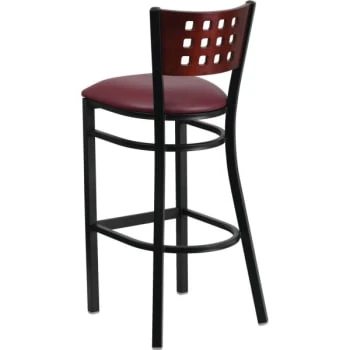 Flash Furniture Hercules Series Black Cutout Mahogany Back Metal Barstool Burgundy Vinyl Seat 5 Flash Furniture Hercules Series Black Cutout Mahogany Back Metal Barstool Burgundy Vinyl Seat - Image 3
