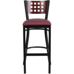 Flash Furniture Hercules Series Black Cutout Mahogany Back Metal Barstool Burgundy Vinyl Seat 9 Flash Furniture Hercules Series Black Cutout Mahogany Back Metal Barstool Burgundy Vinyl Seat -Household Supplies Store 603583C V Lg