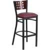 Flash Furniture Hercules Series Black Cutout Mahogany Back Metal Barstool Burgundy Vinyl Seat 2 Flash Furniture Hercules Series Black Cutout Mahogany Back Metal Barstool Burgundy Vinyl Seat -Household Supplies Store 603583 V Lg