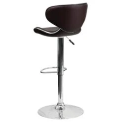 Flash Furniture Contemporary Cozy Mid-Back Brown Vinyl Adjustable Barstool With Chrome Base -Household Supplies Store 603658B WebOnly Lg