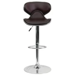 Flash Furniture Contemporary Cozy Mid-Back Brown Vinyl Adjustable Barstool With Chrome Base -Household Supplies Store 603658C WebOnly Lg