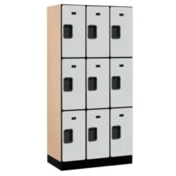 Salsbury Industries® Gray- Triple Tier Designer Wood Locker 6 Feet X 18 Inches