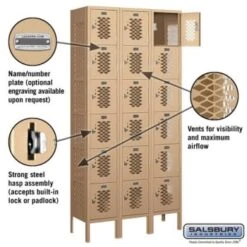 Salsbury Industries® Tan Six Tier Box Vented Metal Locker 6 Feet X 12 Inches -Household Supplies Store 621438 w DetailedProductView1 Lg