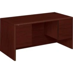 Hon® Mahogany Laminate Double-Pedestal Desk