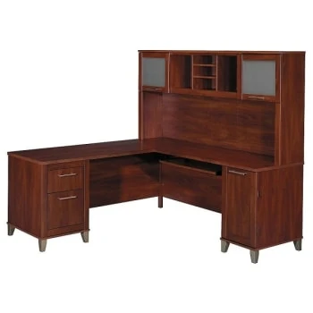 Bush Furniture® Somerset Hansen Cherry L-Shaped Desk With Hutch 3 Bush Furniture® Somerset Hansen Cherry L-Shaped Desk With Hutch