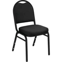 National Public Seating® Ebony Black Fabric Crown Back Chair Black Frame -Household Supplies Store 751785 V Lg