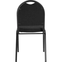 National Public Seating® Ebony Black Fabric Crown Back Chair Black Frame -Household Supplies Store 751785 w LeftView Lg
