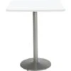 Kfi 36" Square Pedestal Table W/designer White Top, Round Silver Base, Bistro H
