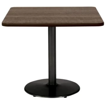 Kfi 30" Square Pedestal Table With Studio Teak Top, Round Black Base 3 Kfi 30" Square Pedestal Table With Studio Teak Top, Round Black Base